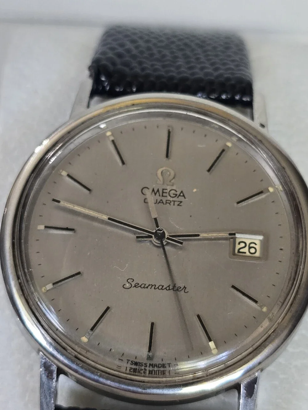 Omega Seamaster Silver Dial Watch with Black Strap